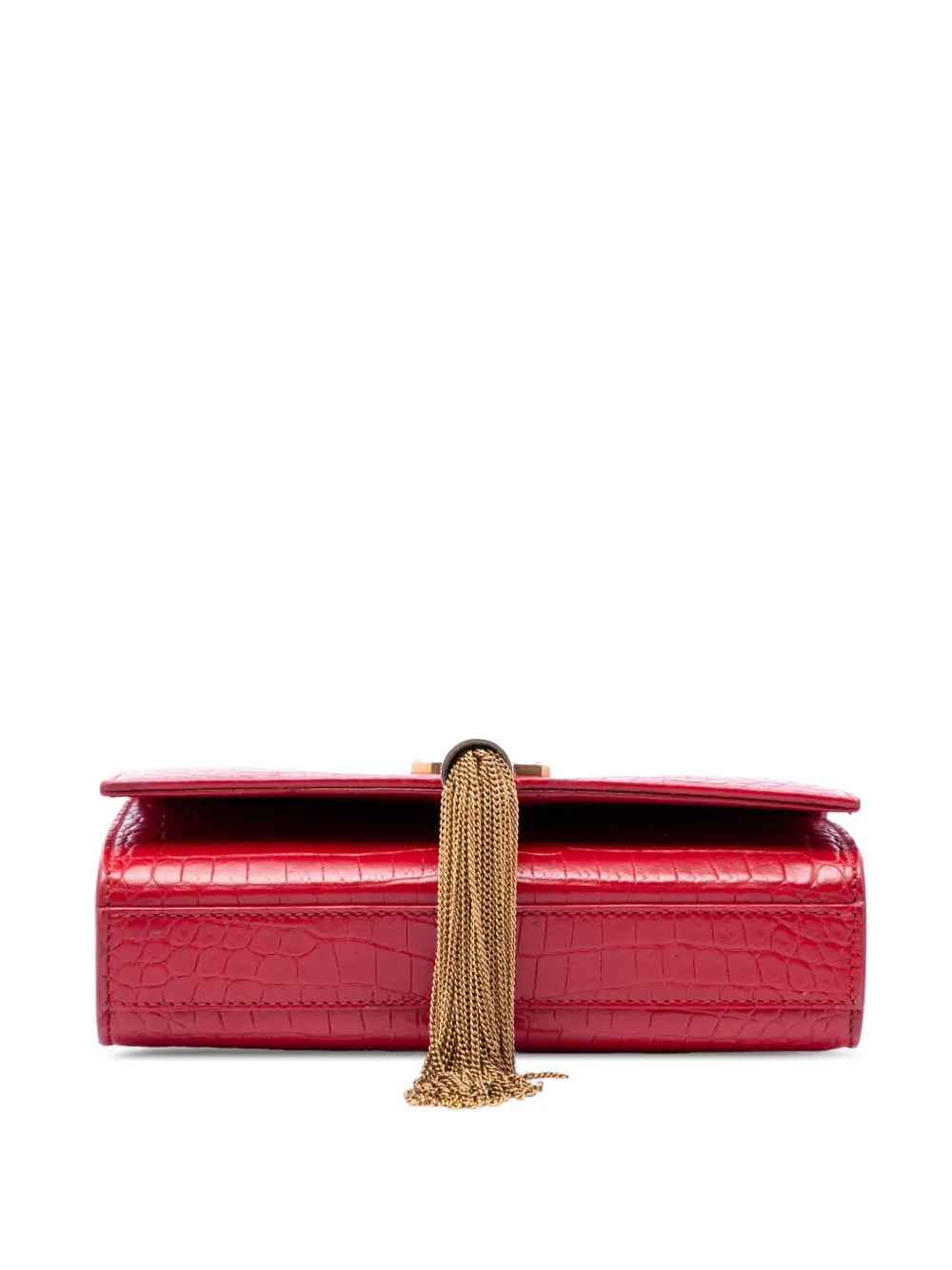 Saint Laurent Pre-Owned 2016 Small Croc Embossed Leather Kate Tassel crossbody bag - Rosso