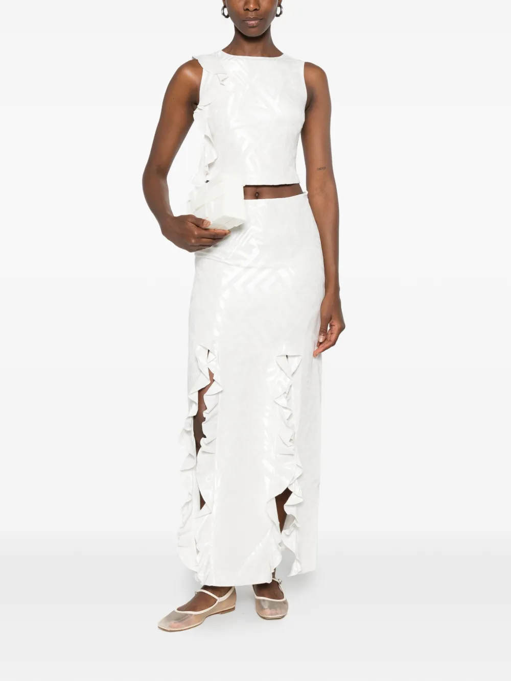 Leen Moughrabi Zara mouwloze top met ruches Wit