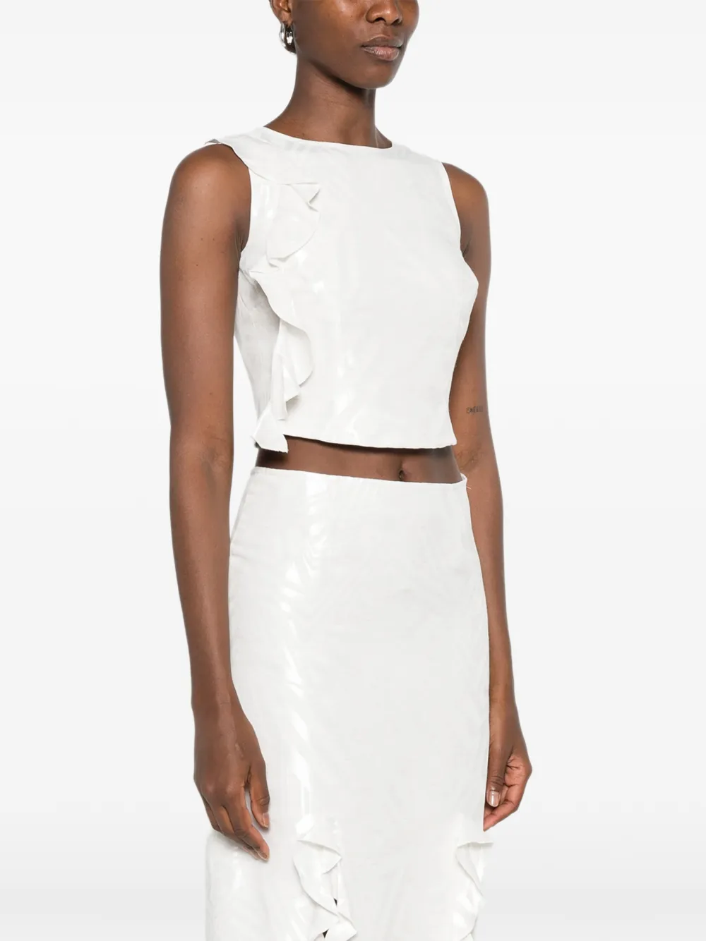 Leen Moughrabi Zara mouwloze top met ruches Wit