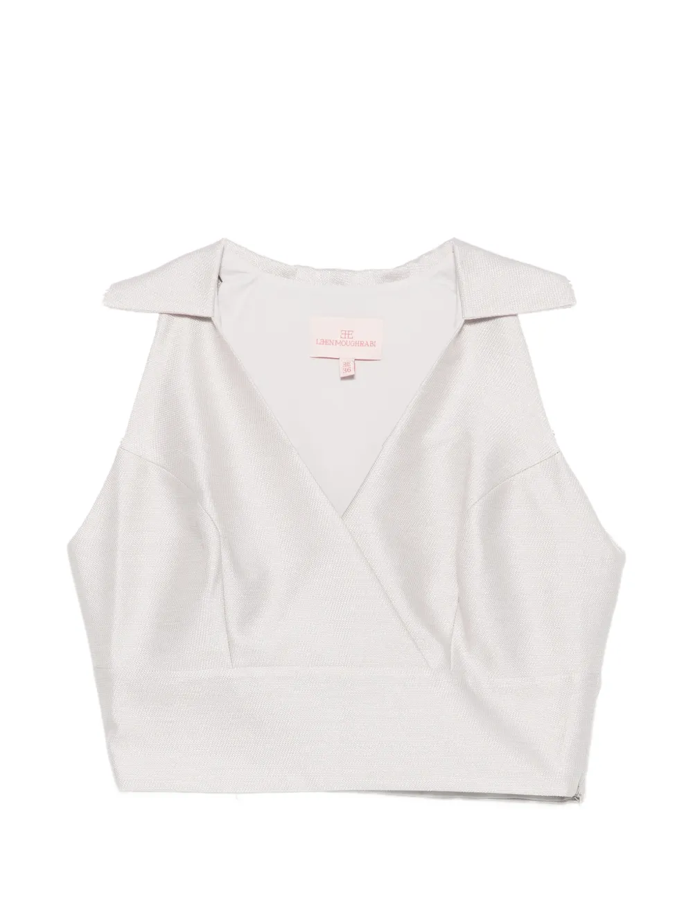 Leen Mougrhabi Evelyn V-neck crop top - Grigio