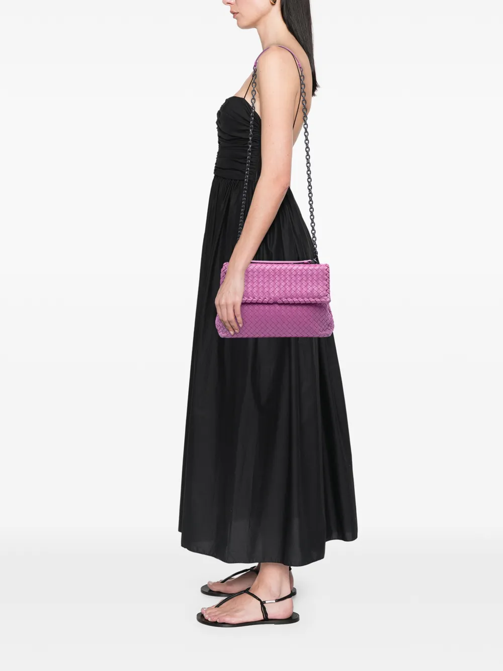  Bottega Veneta Pre-owned Sac Porté épaule Olimpia Format Moyen En Cuir Nappa Intrecciato (2012-2026) - Violet 