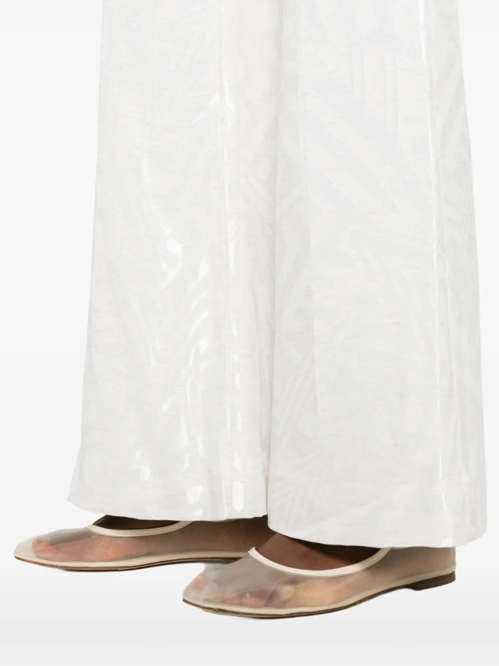 Leen Moughrabi Noor flared broek met jacquard Wit
