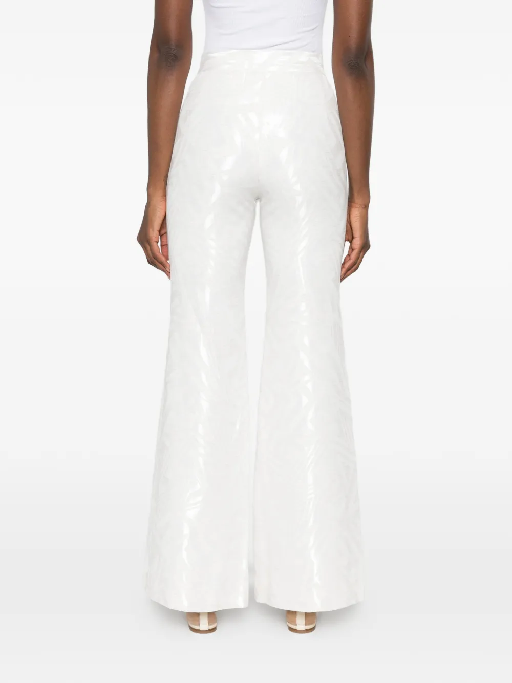 Leen Moughrabi Noor flared broek met jacquard Wit