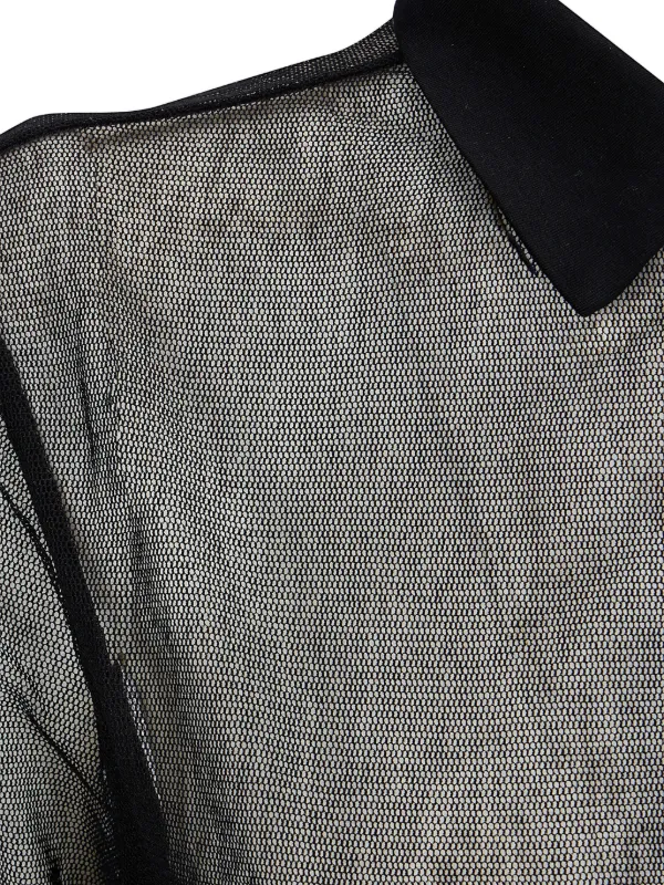 Paloma Wool Sile Sheer Mesh Polo Shirt | Black | FARFETCH