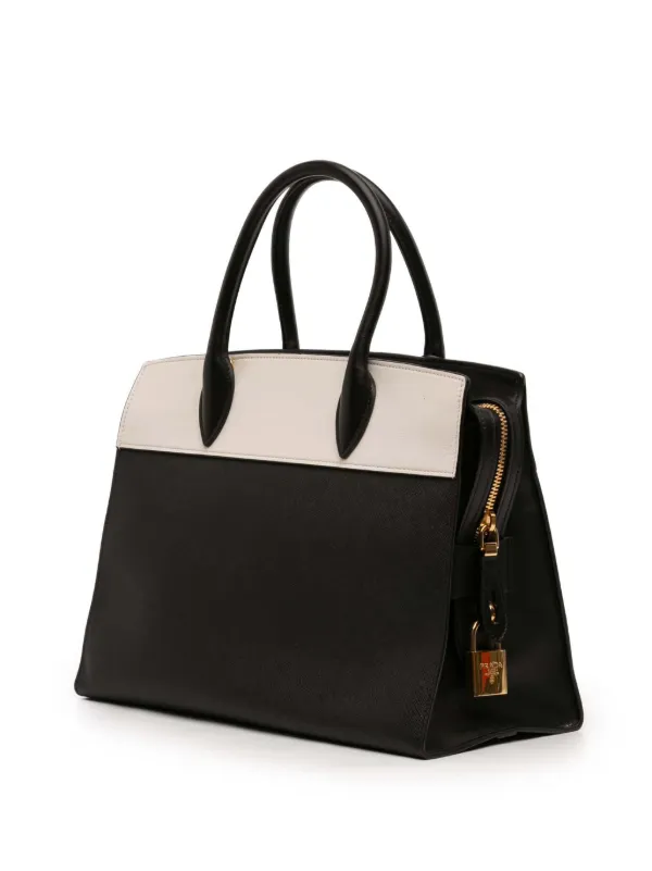 Prada Pre-Owned 2013-2026 バイカラー サフィアーノ＆シティカーフ 