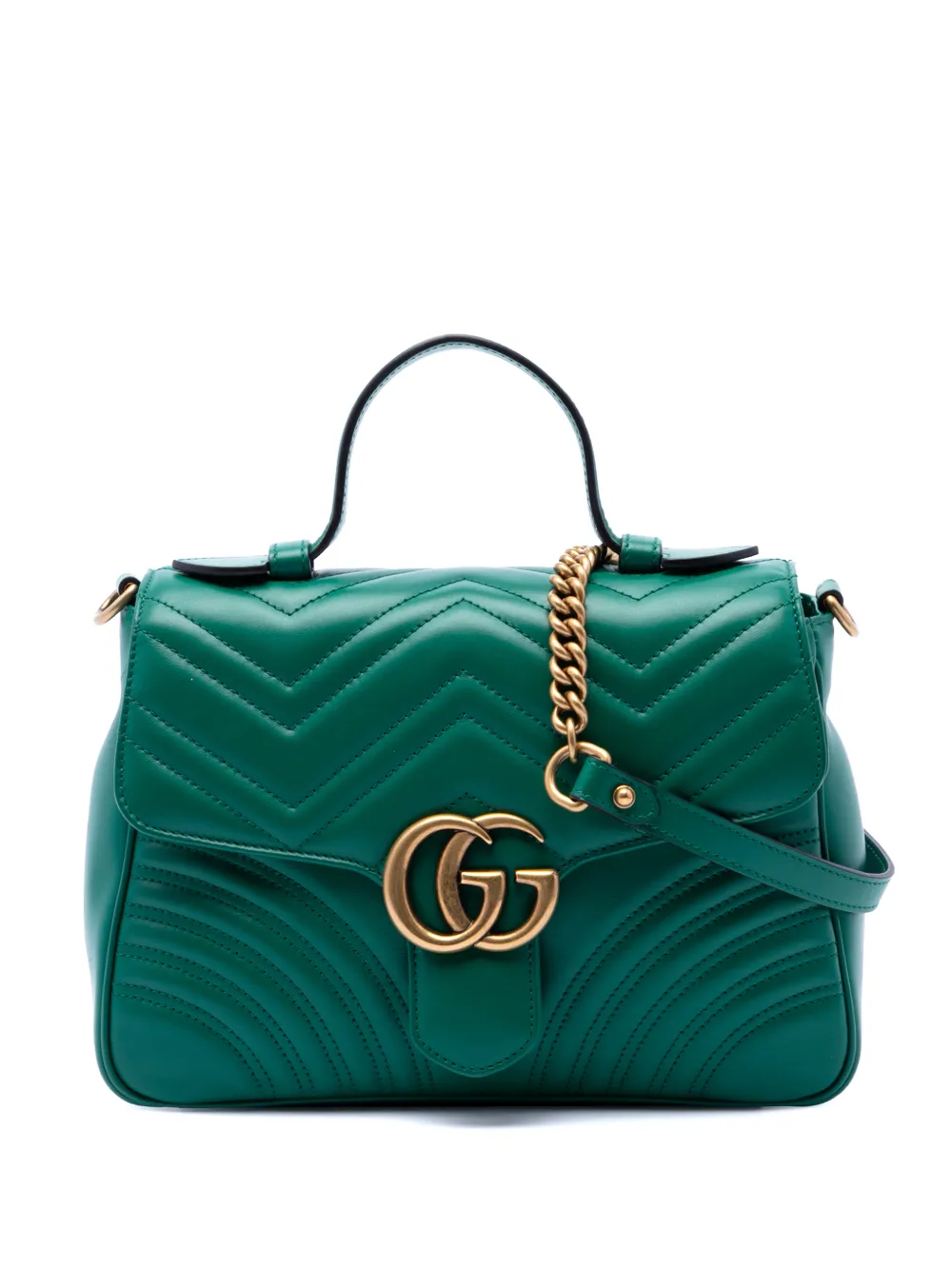 Gucci Pre-Owned 2016-2026 Small GG Marmont Matelasse Calfskin Top Handle Bag satchel - Verde