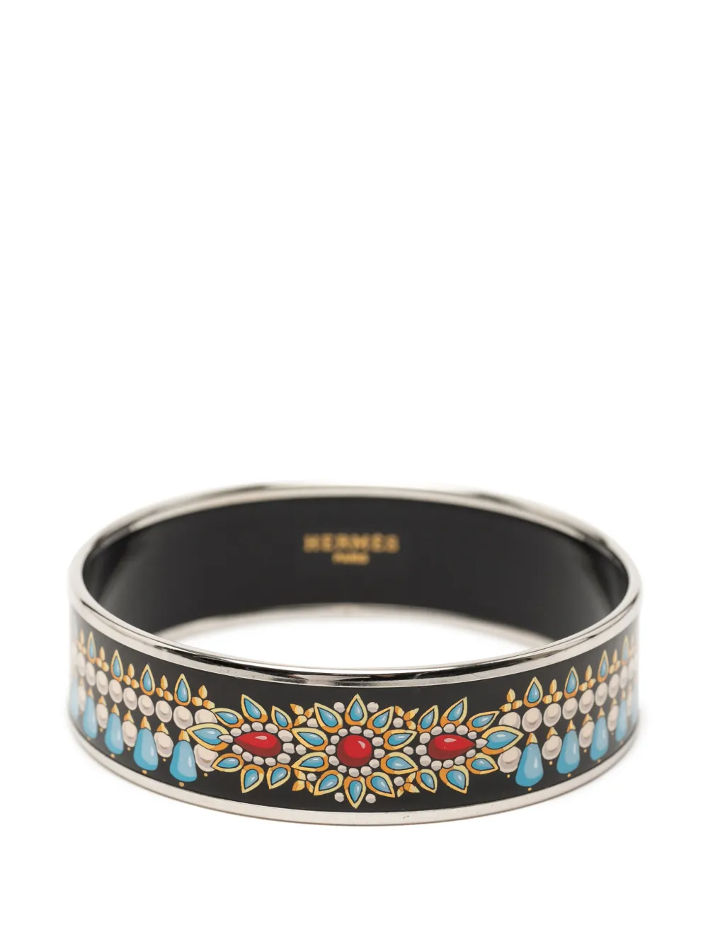 Hermès Pre-Owned 2000-2026 Wide Printed Enamel Bangle 70 costume bracelet - Nero