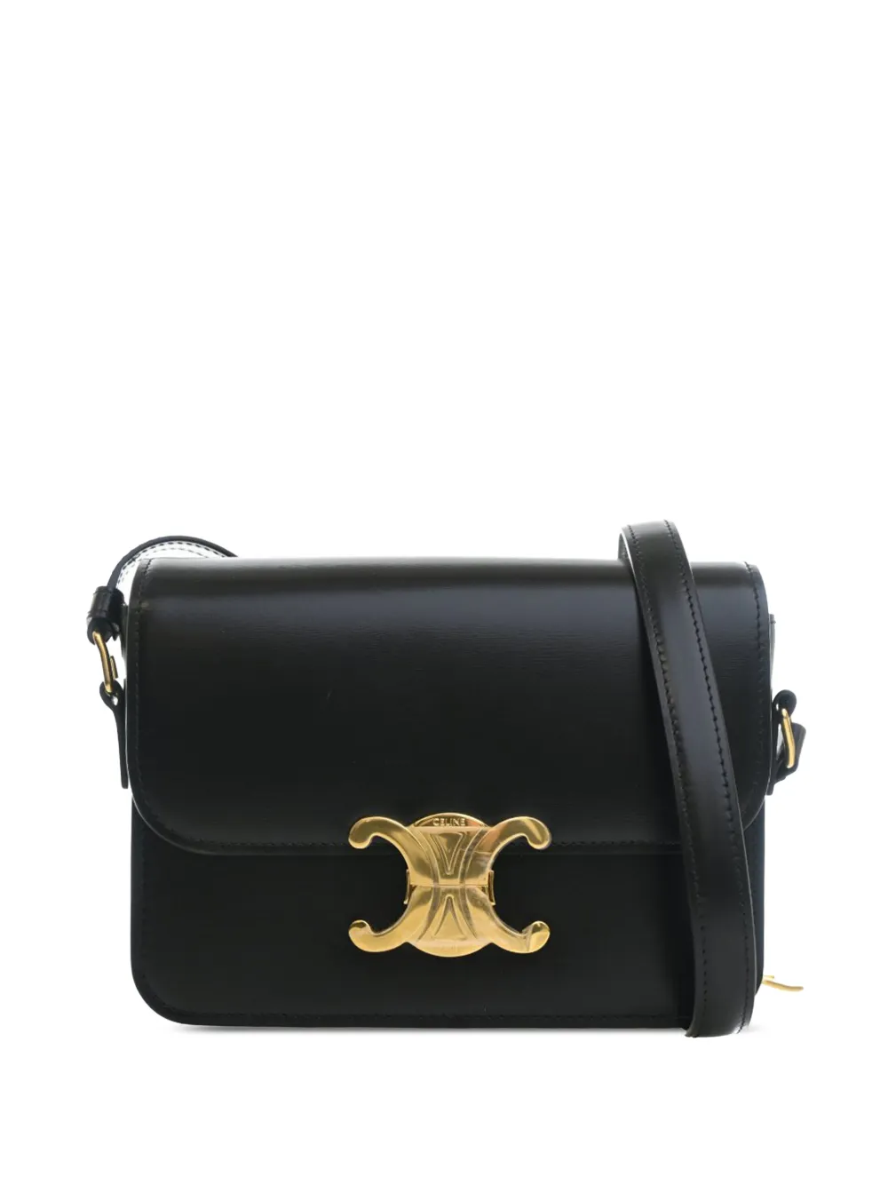 Celine Pre-Owned 2010-2026 Teen Shiny Calfskin Triomphe crossbody bag - Nero