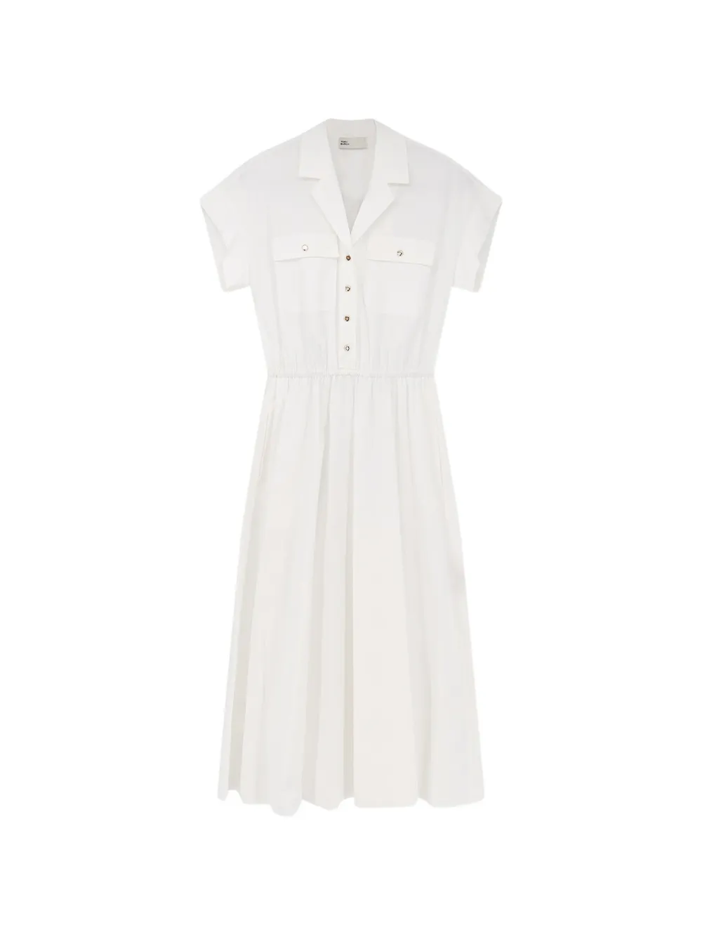 Tory Burch logo-button flap-pocket midi dress - Bianco