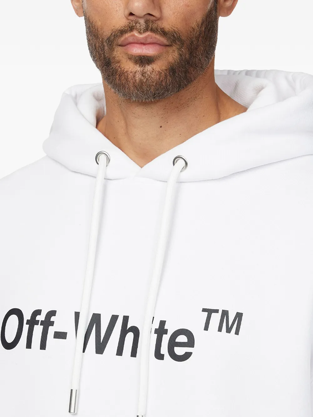Off-White Hoodie met logoprint en trekkoord Wit