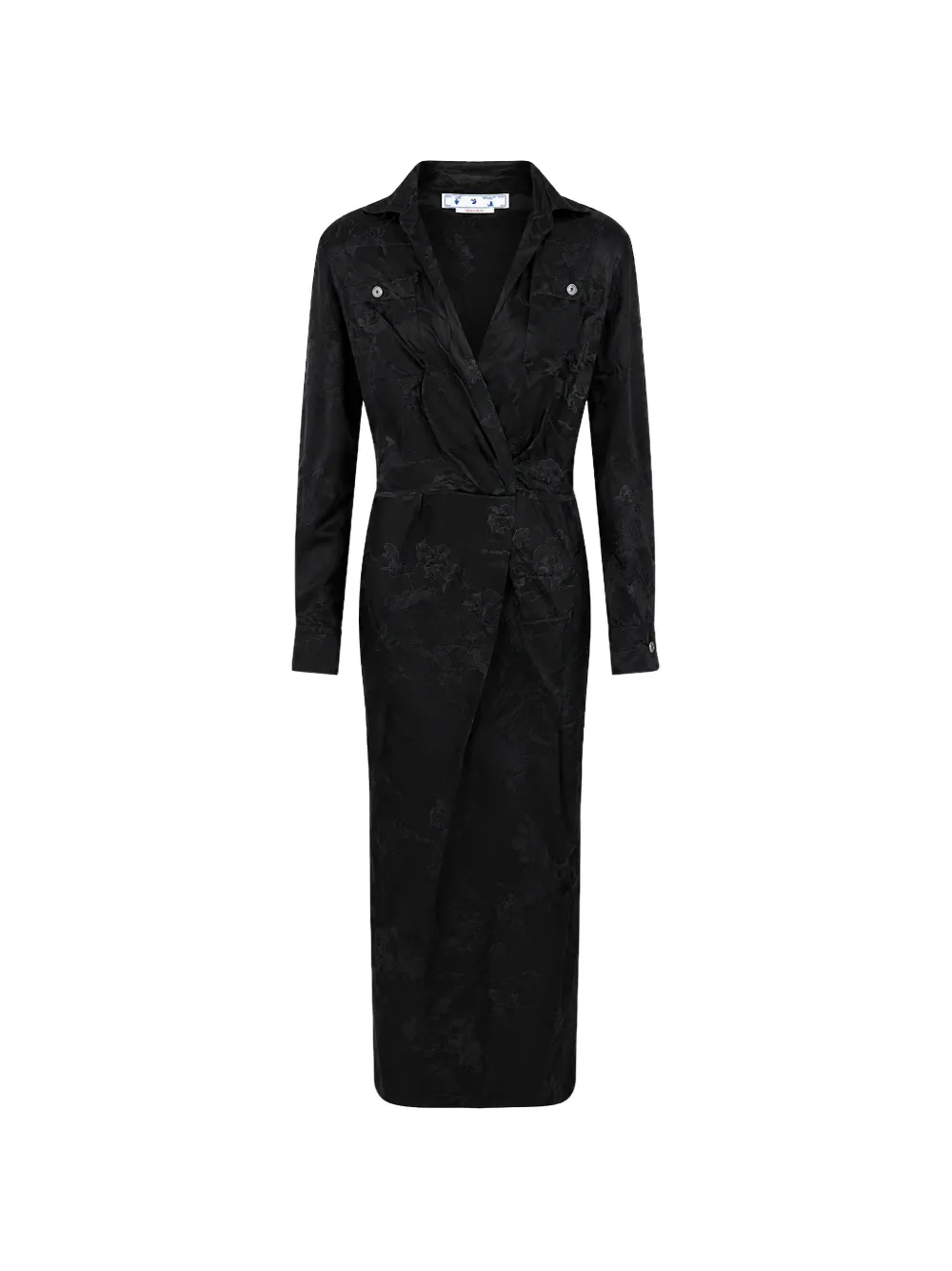 Off-white Long-sleeve Midi Dress In Black