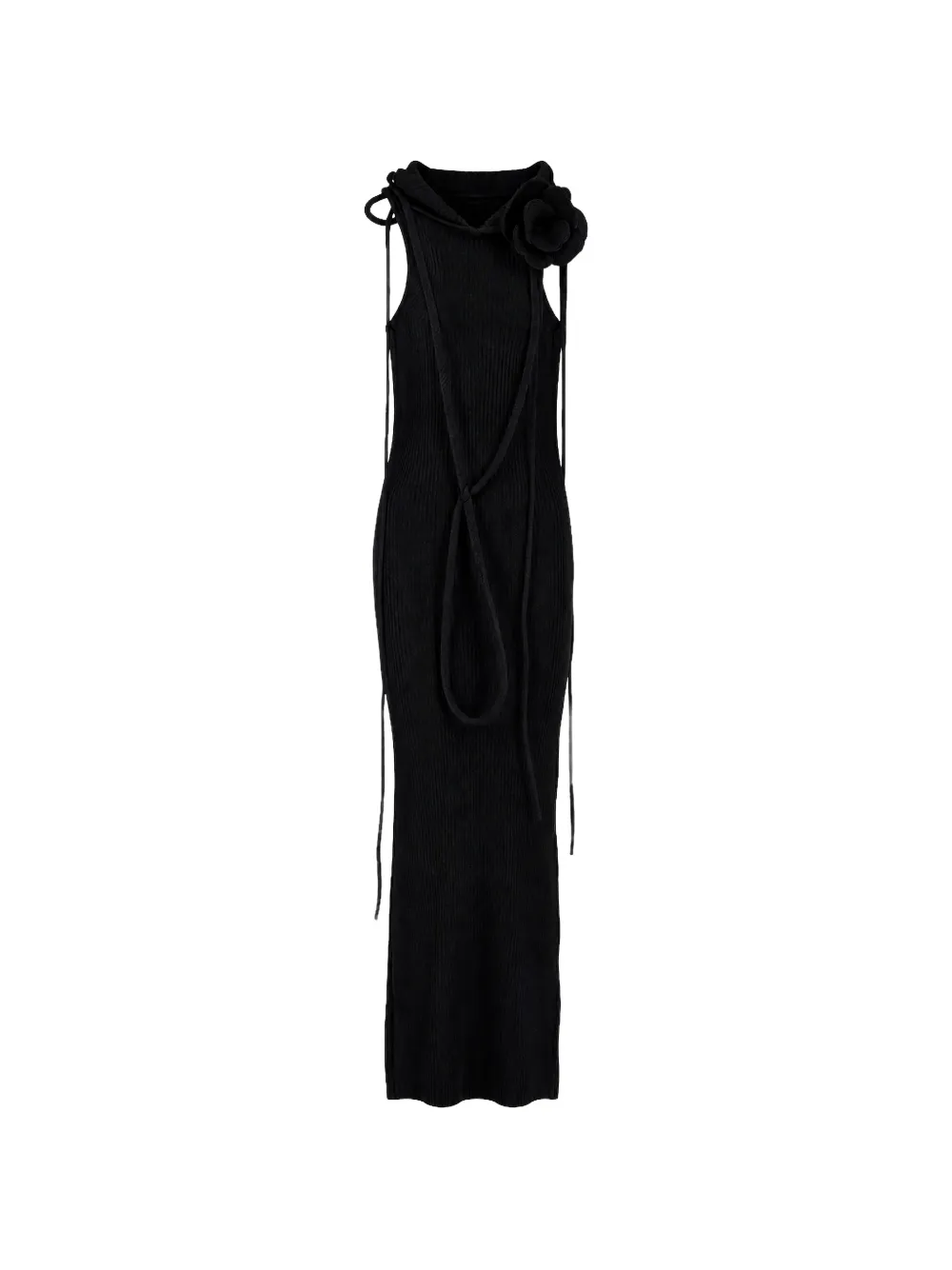 Off-white Peony Cut-out Ribbed Dress In Black
