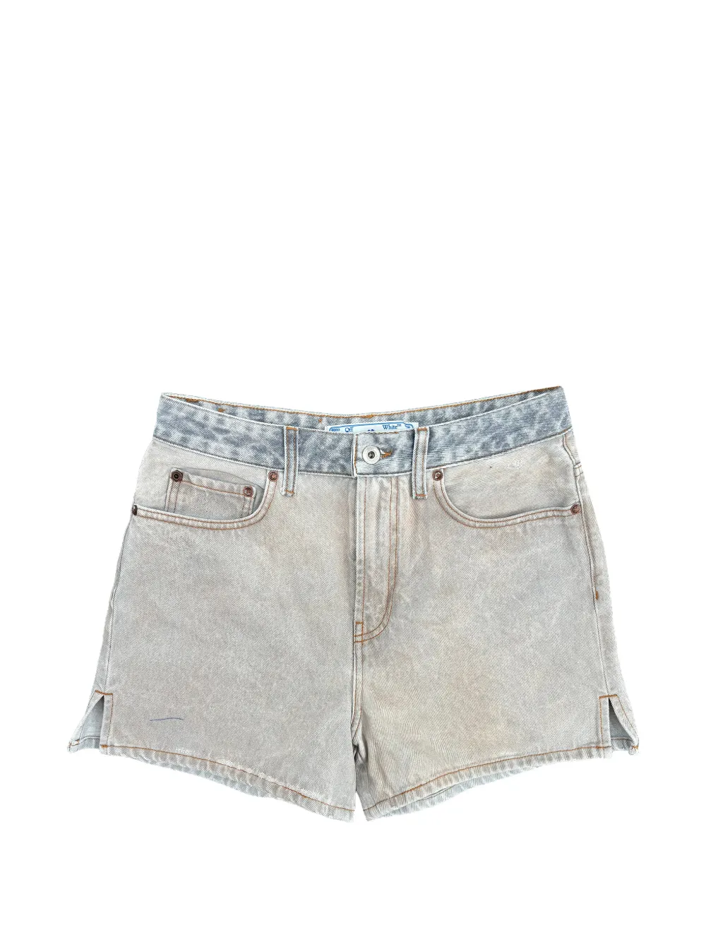 Off-White marbled-effect denim shorts - Grey