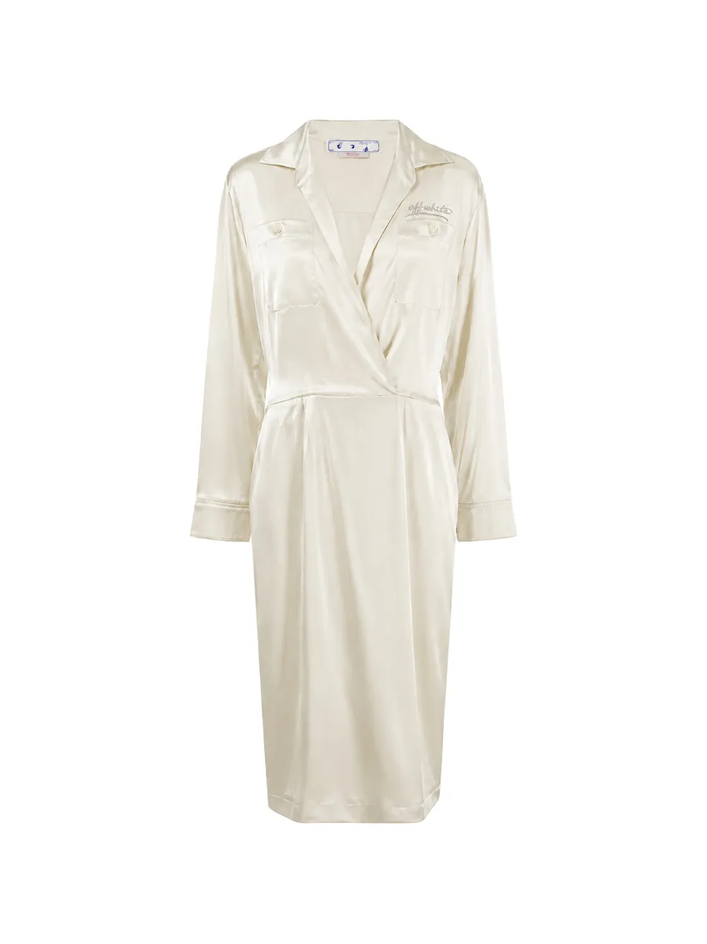 Off-white Long-sleeve Midi Dress In White
