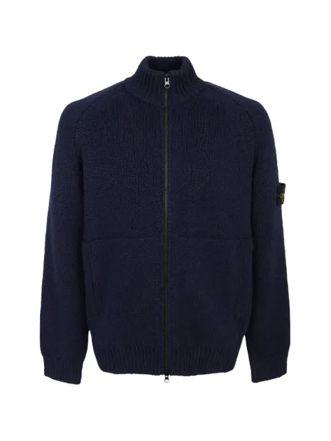 Stone Island Compass-patch ribbed-knit cardigan