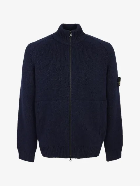 Stone Island Gerippter Cardigan mit Kompass-Patch