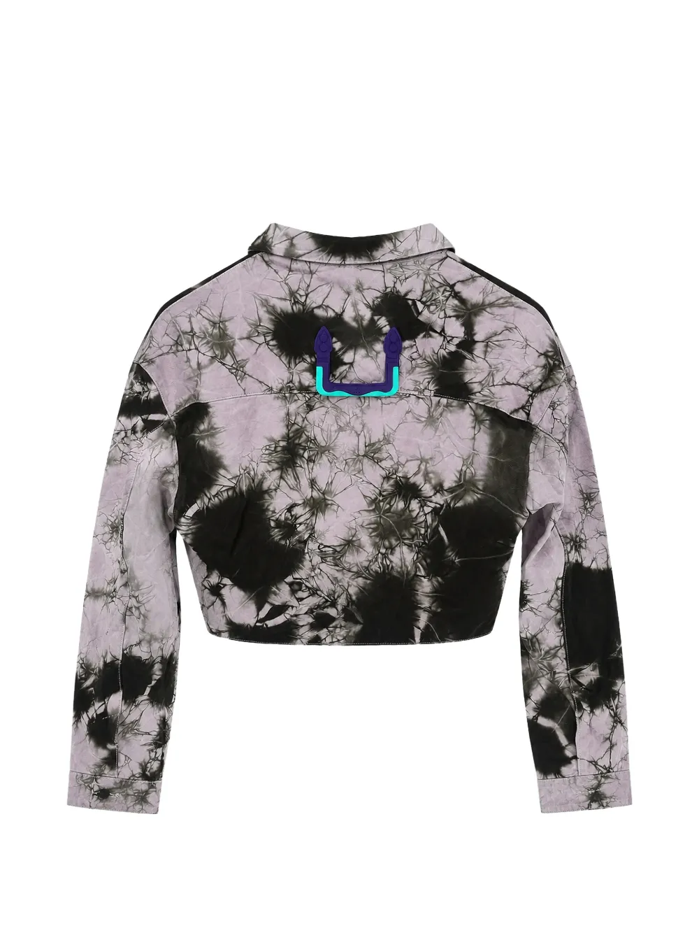 Off-White Blouse met tie-dye print en gedraaide voorkant Paars