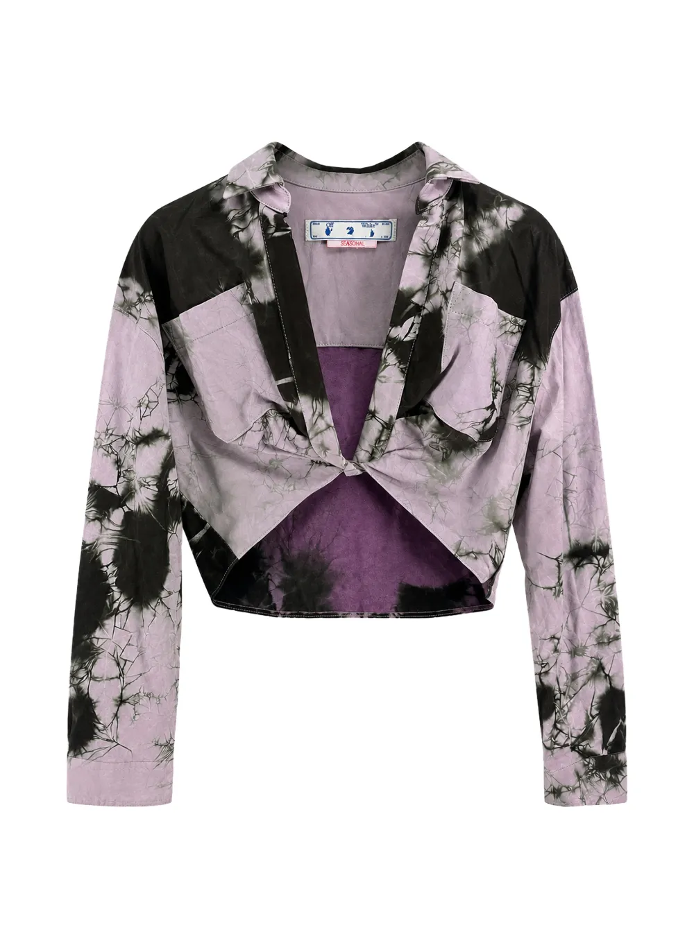 Off-white Tie-dye Twist-front Blouse In Brown