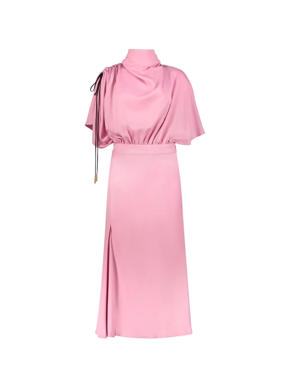 Ellery draped-collar side-slit midi dress - Rosa