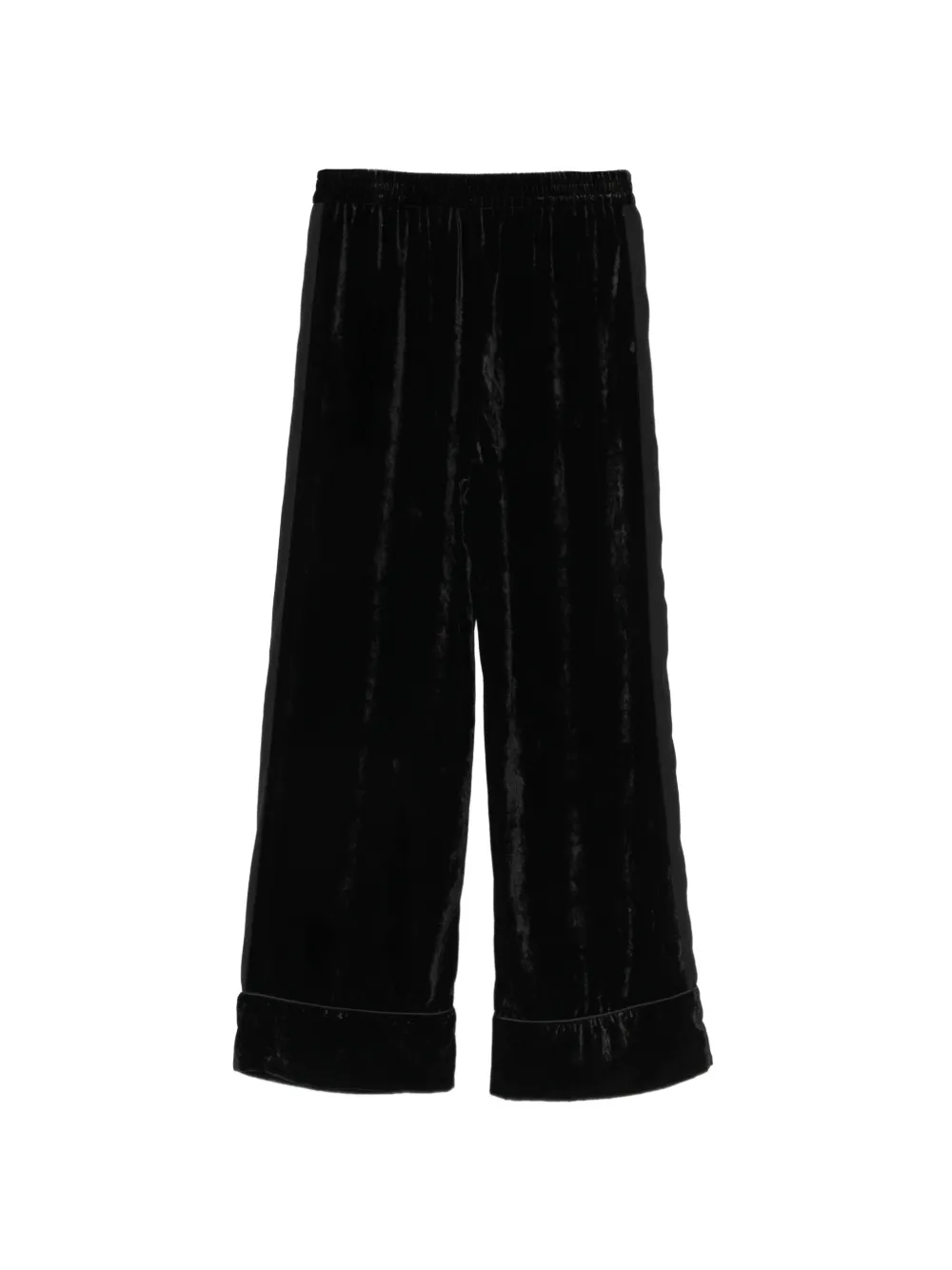 LIU JO velvet drawstring straight-leg trousers Zwart