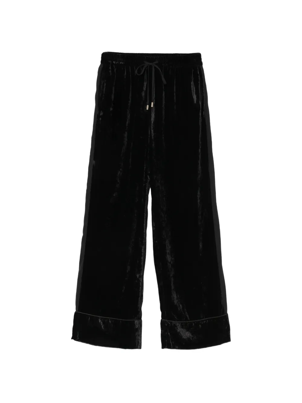 LIU JO velvet drawstring straight-leg trousers Zwart