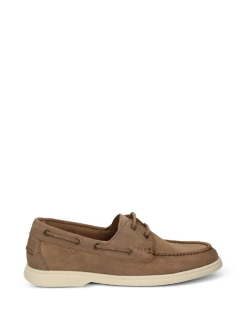 BOSS suede lace-up boat shoes