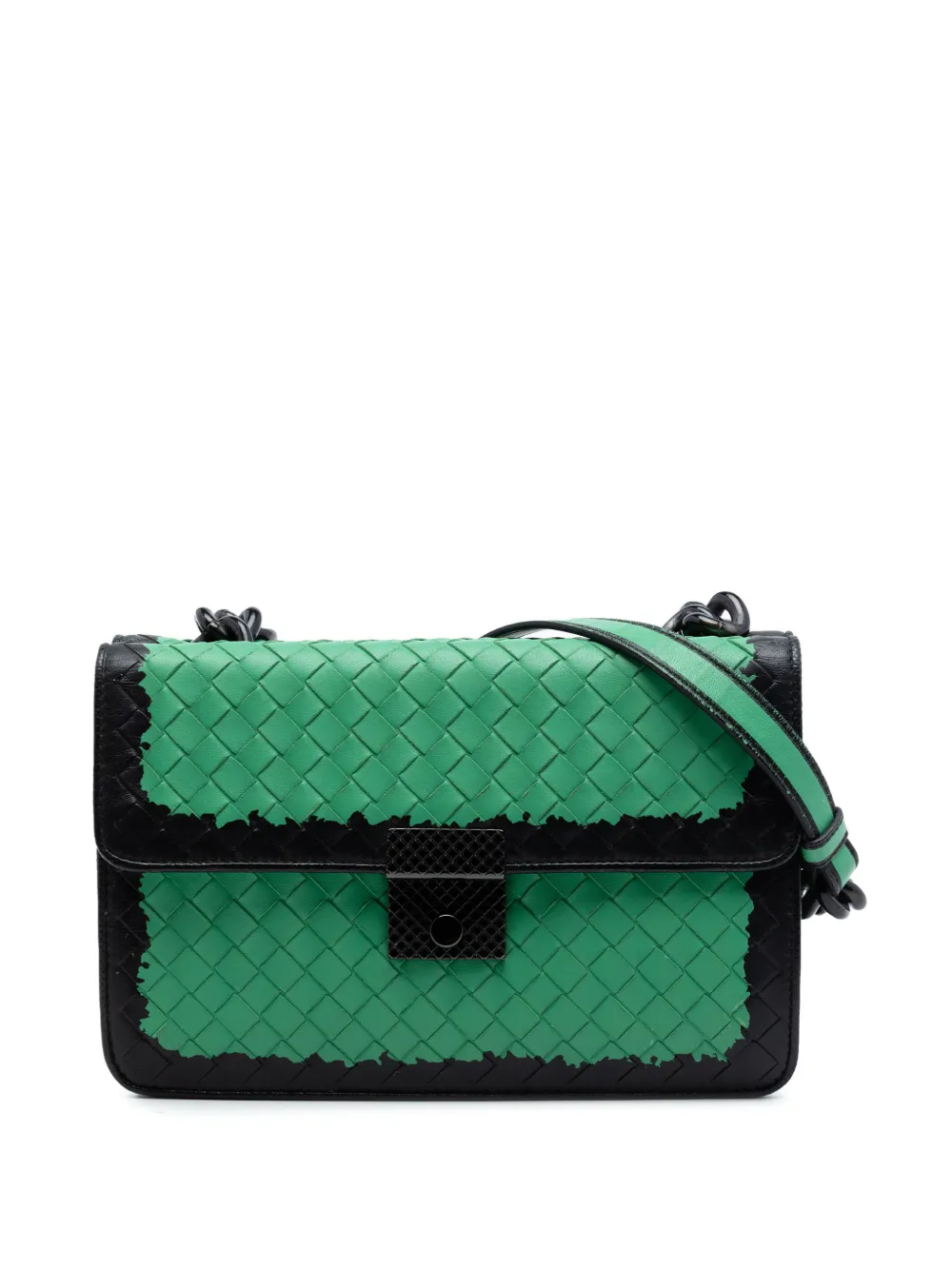 Bottega Veneta Pre-Owned 2012-2026 Bicolor Nappa Intrecciato Double Flap shoulder bag - Nero
