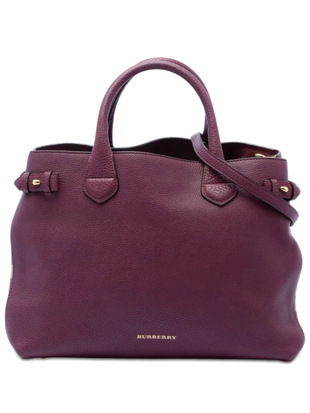 Burberry Pre-Owned 2000-2017 Medium Leather and House Check Banner satchel - Viola