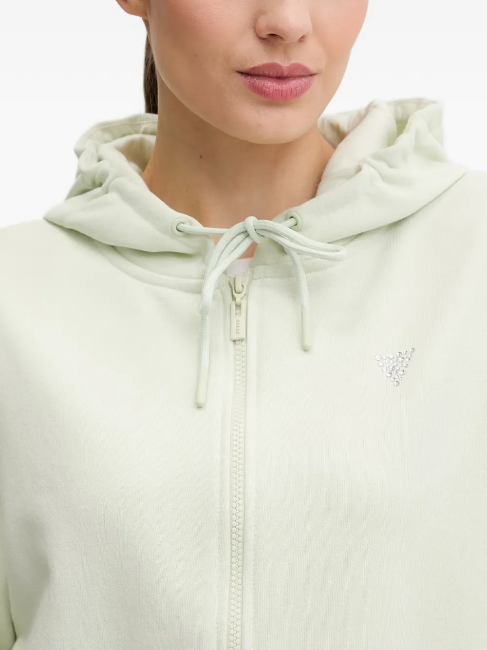 GUESS USA Silvy hoodie verfraaid met kristallen en rits Zwart