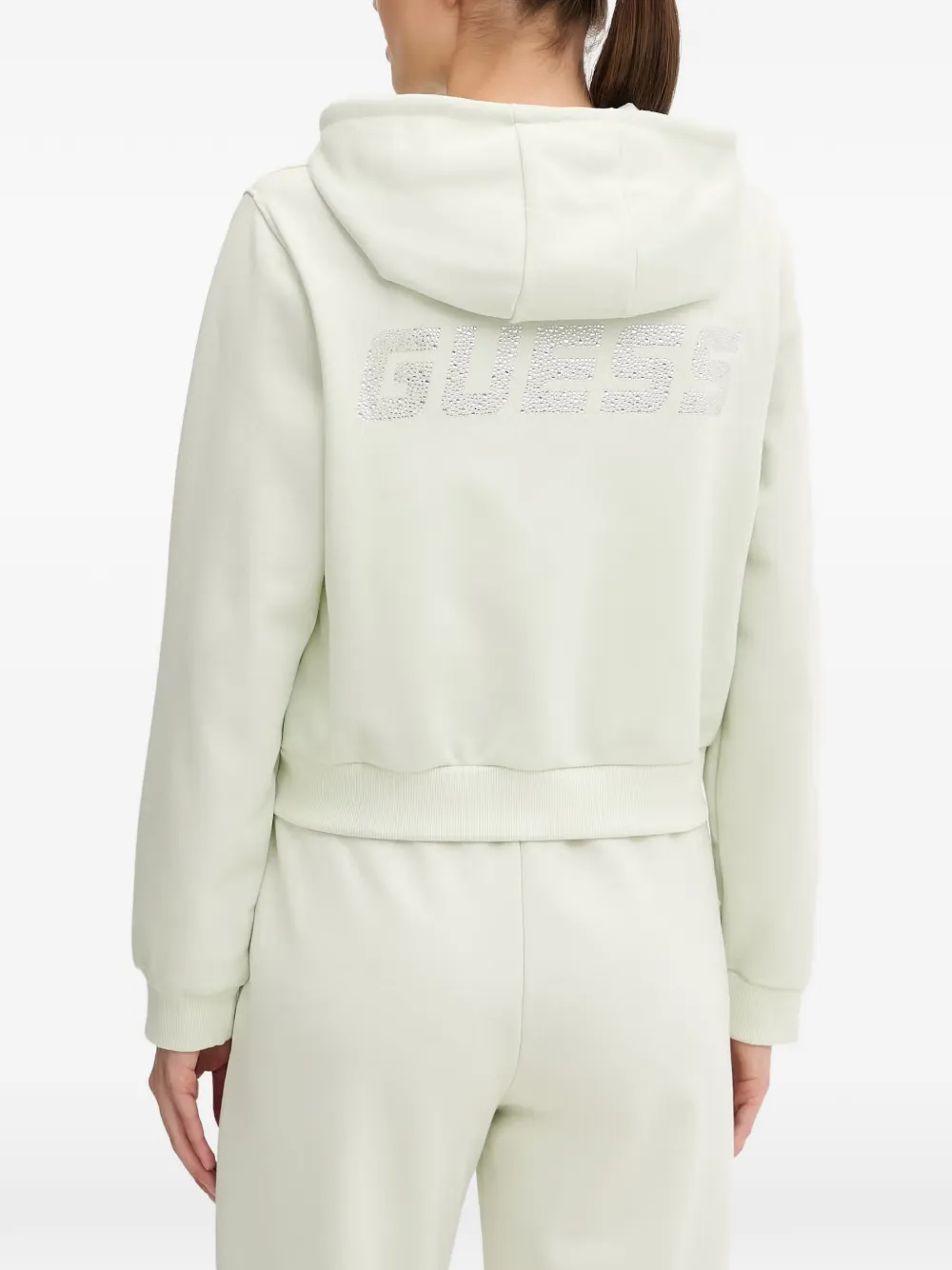 GUESS USA Silvy hoodie verfraaid met kristallen en rits Zwart
