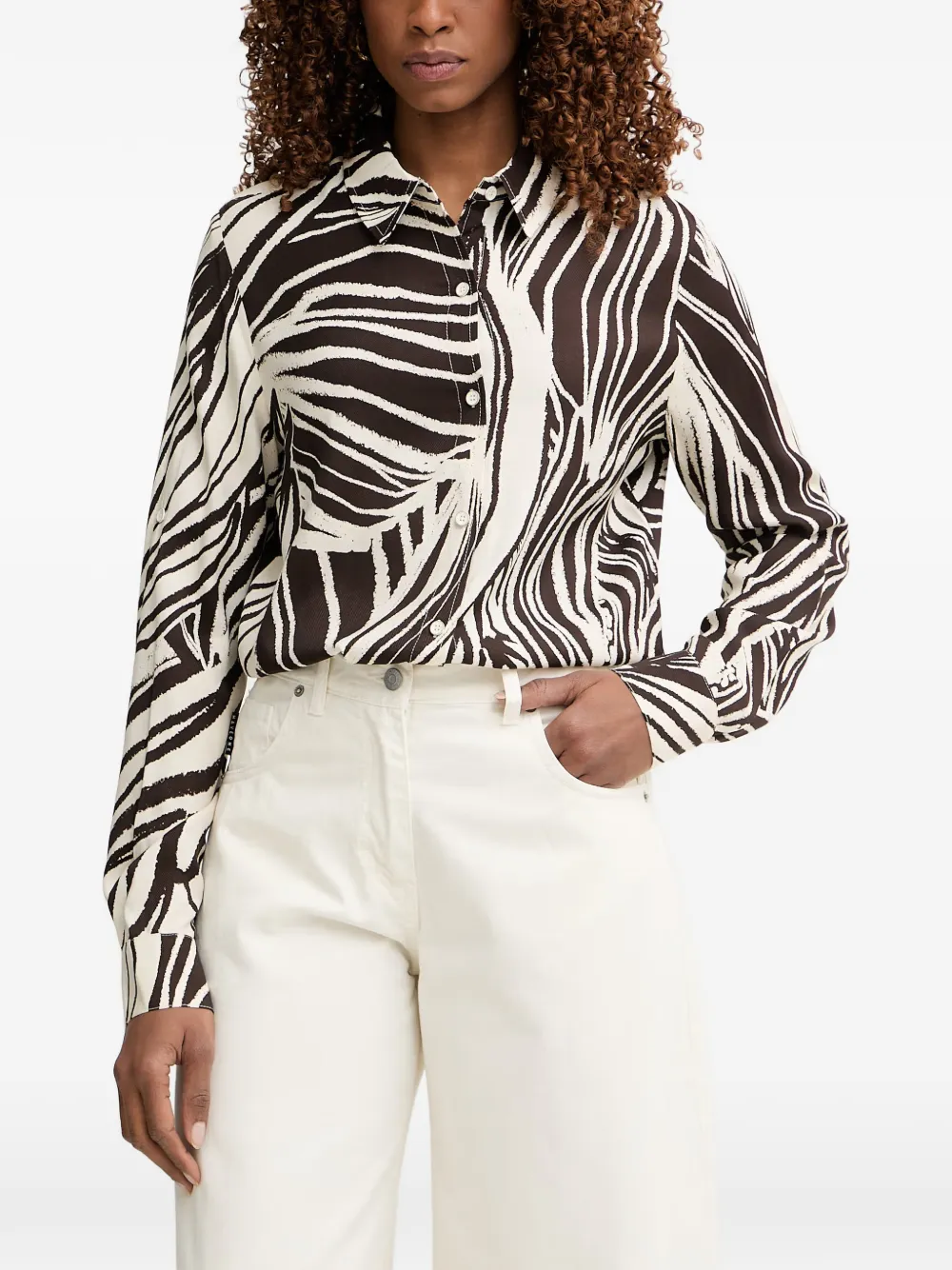 GUESS USA Bastienne zebra-print long-sleeve shirt - Marrone