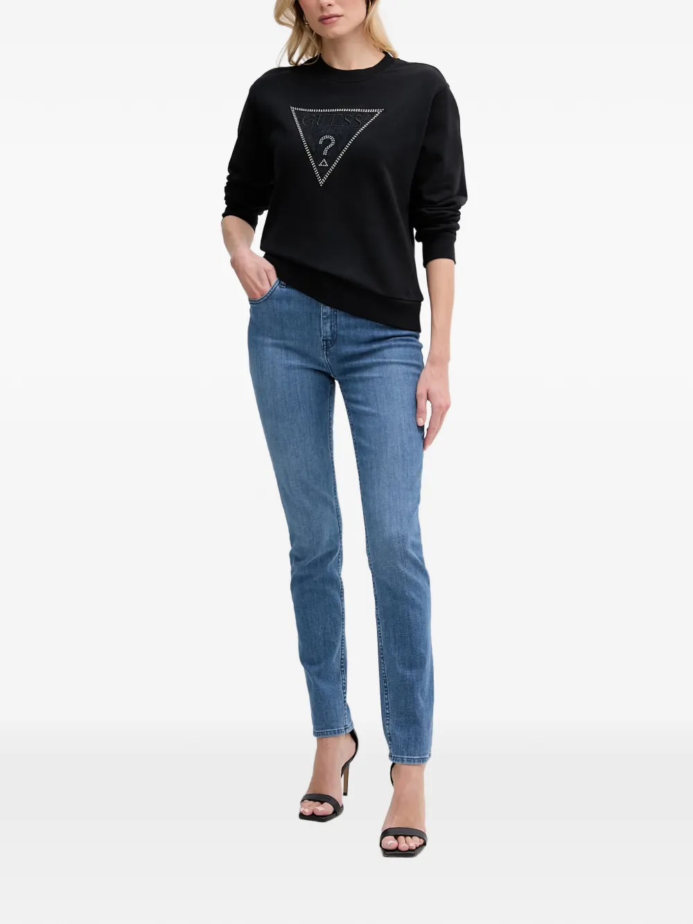 GUESS USA Sweater met kristallen Zwart