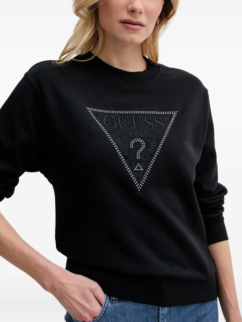 GUESS USA Sweater met kristallen Zwart