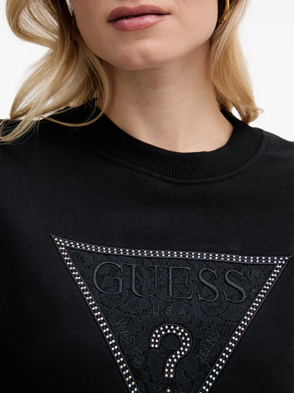 GUESS USA Sweater met kristallen Zwart