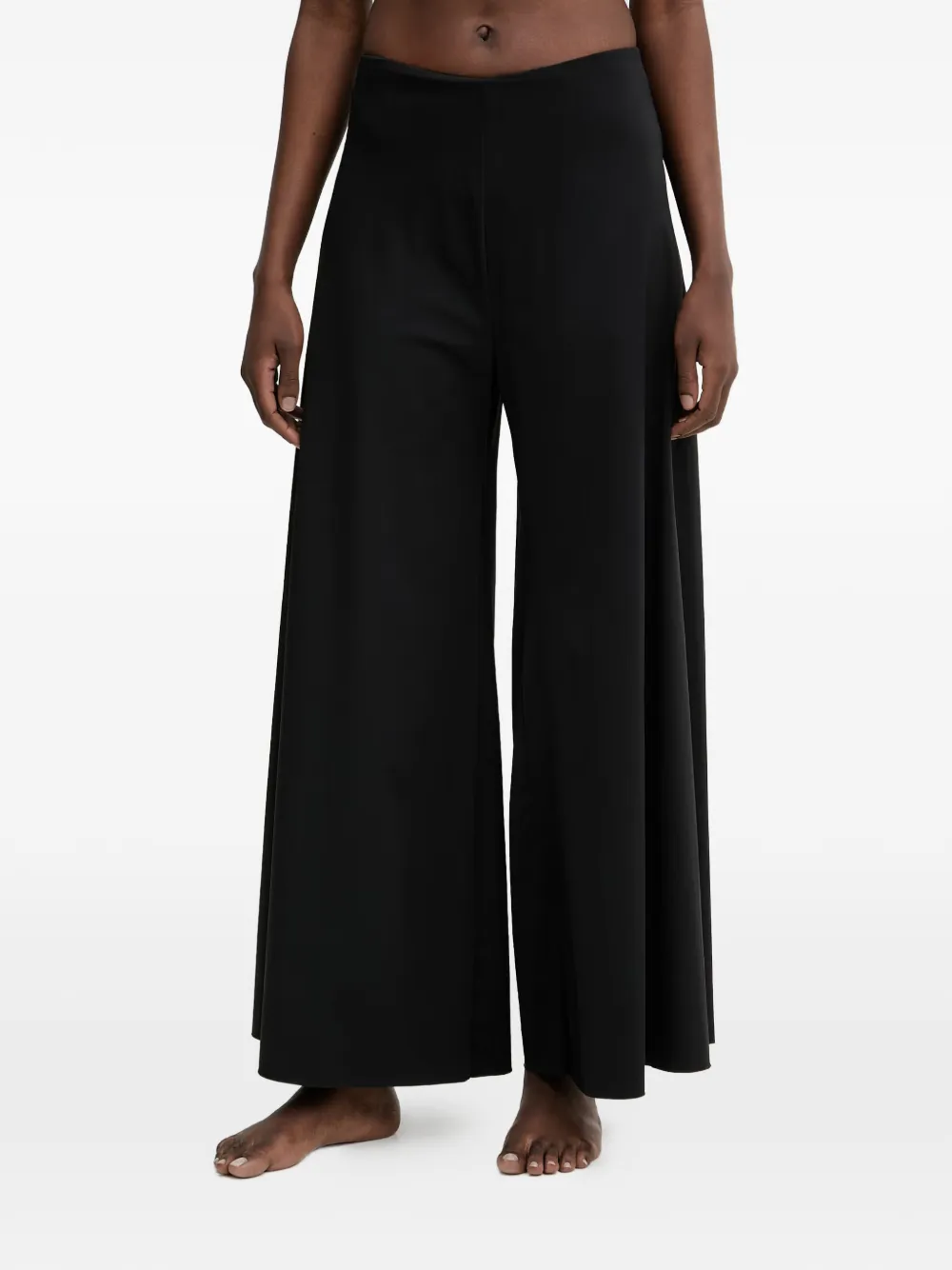 GUESS USA Gaia logo-patch palazzo pants - Schwarz