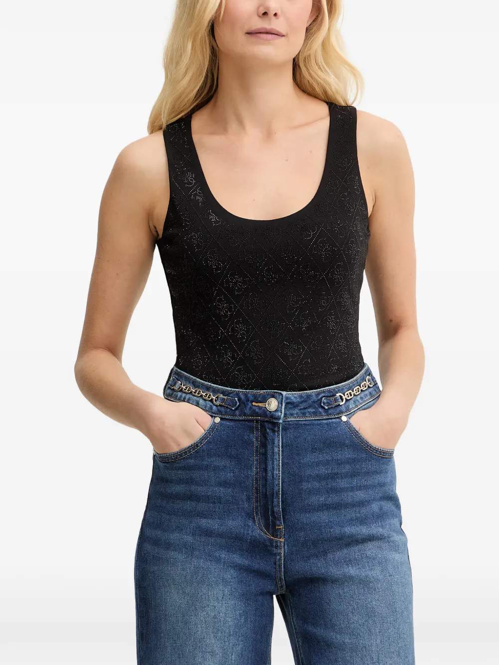 GUESS USA Top con strass - Nero