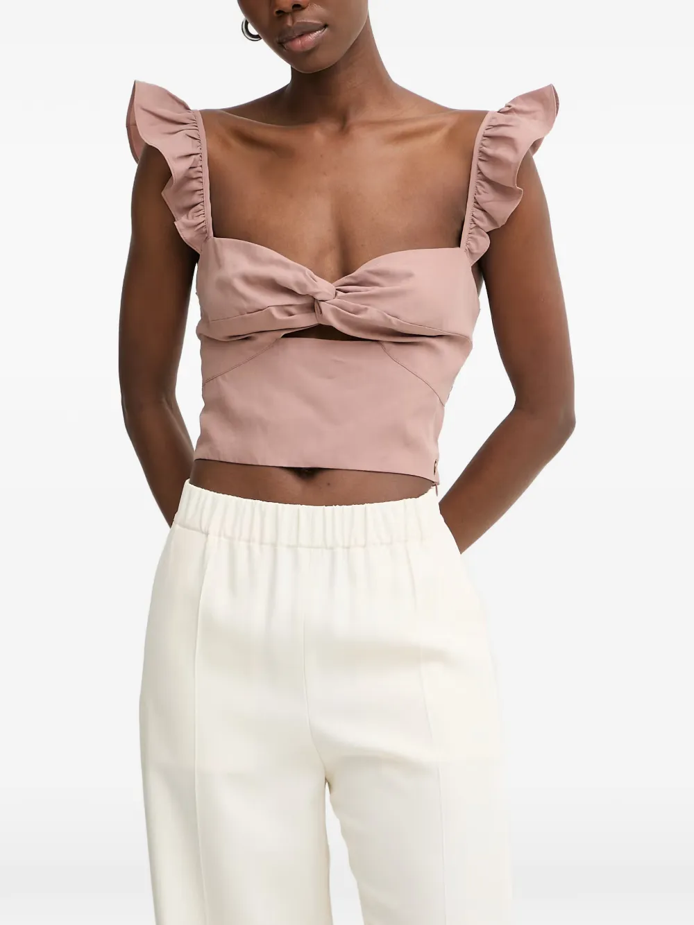 GUESS USA Rossana ruffled cropped blouse - Rosa