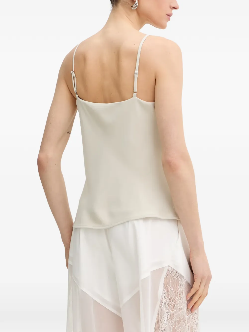 GUESS USA tanktop met spaghettibandjes en logoplakkaat Beige