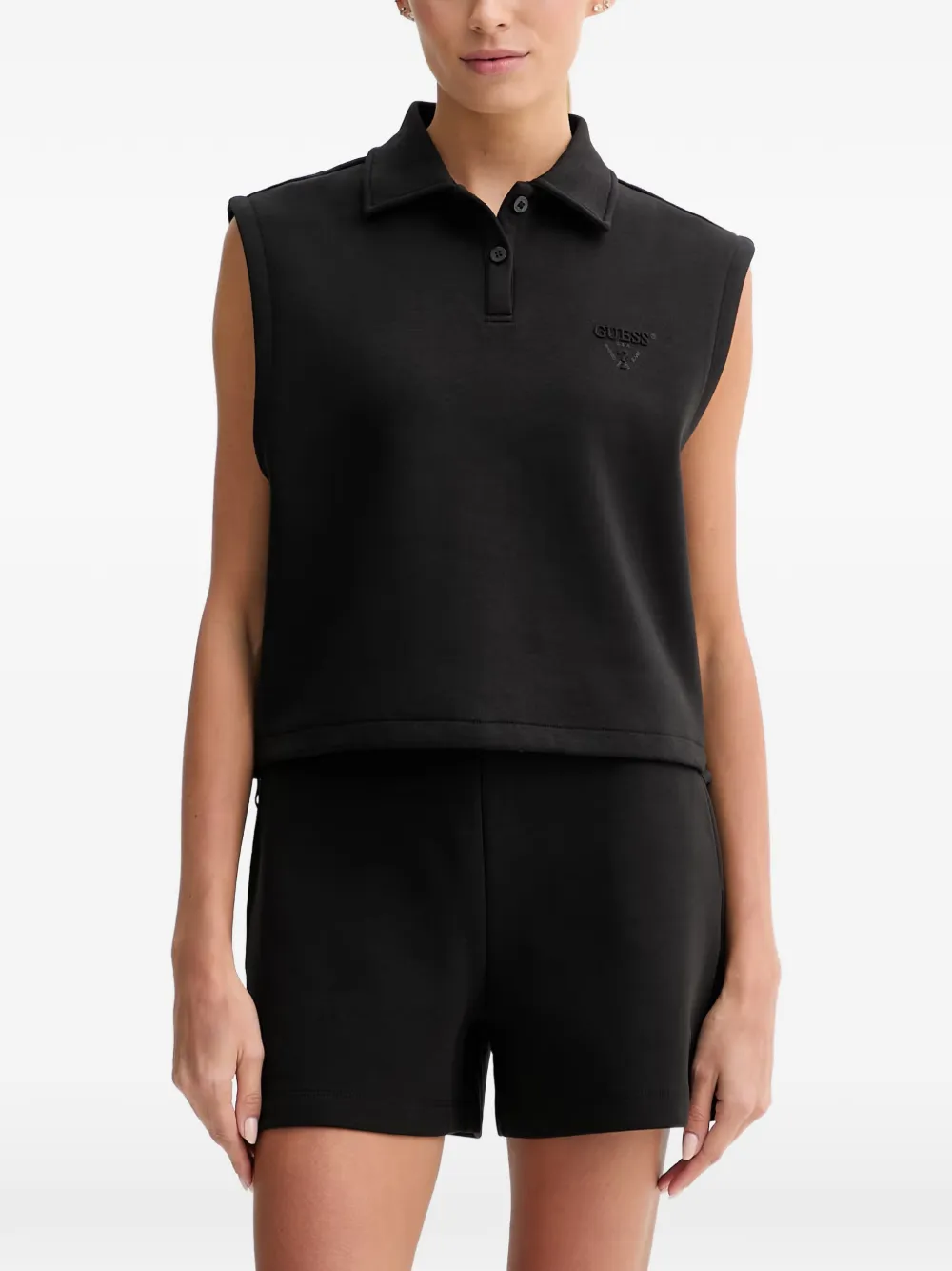 GUESS USA drawstring-hem sleeveless polo shirt - Nero