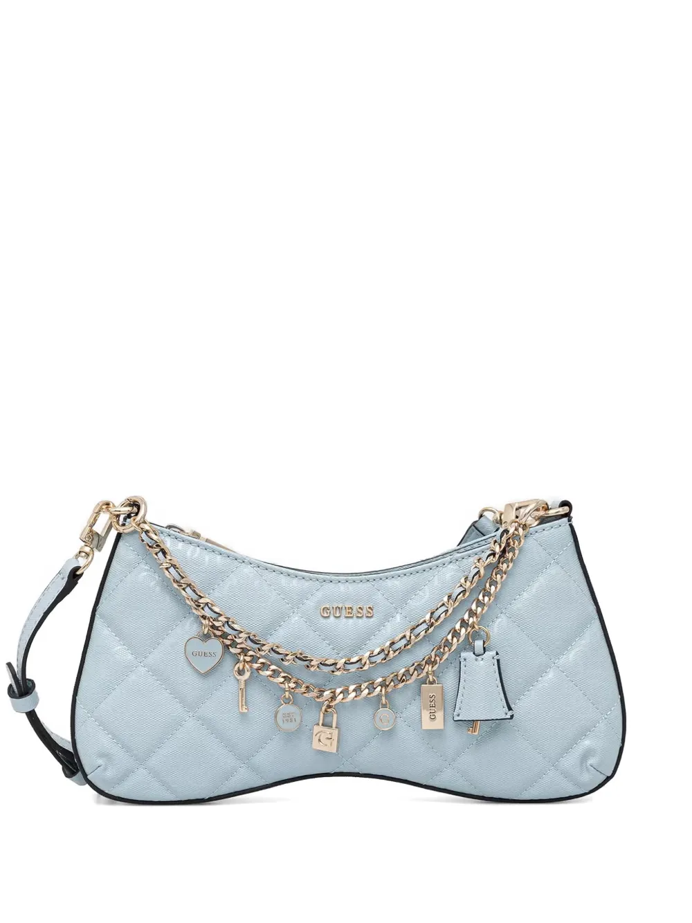 GUESS USA Libby quilted charm-detail shoulder bag - Blu