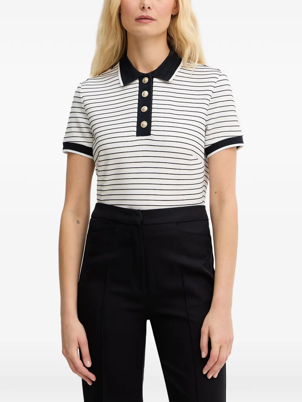 GUESS USA striped button-up polo shirt - Weiß