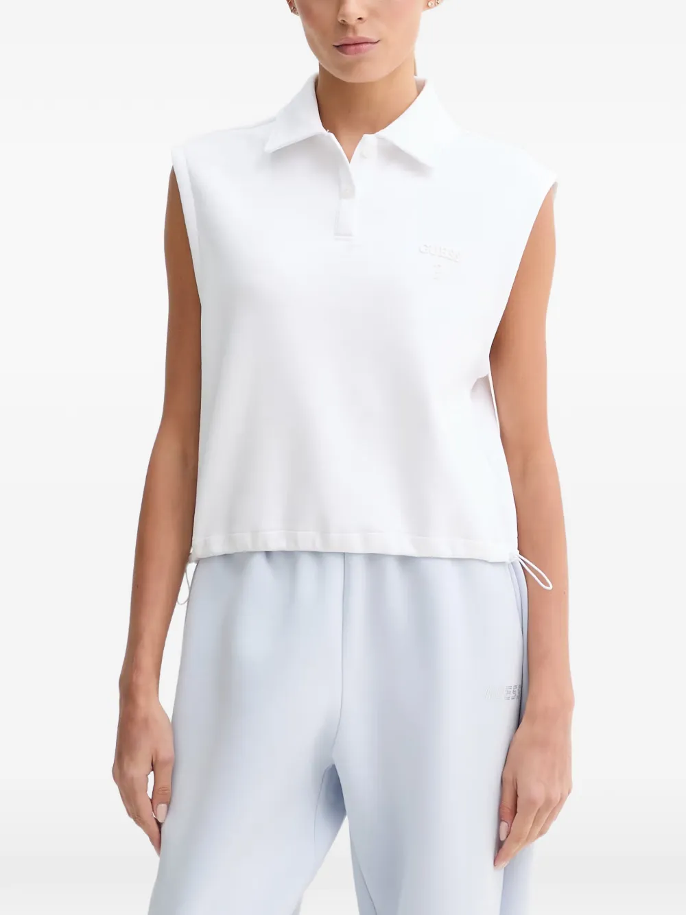 GUESS USA drawstring-hem sleeveless polo shirt - Bianco