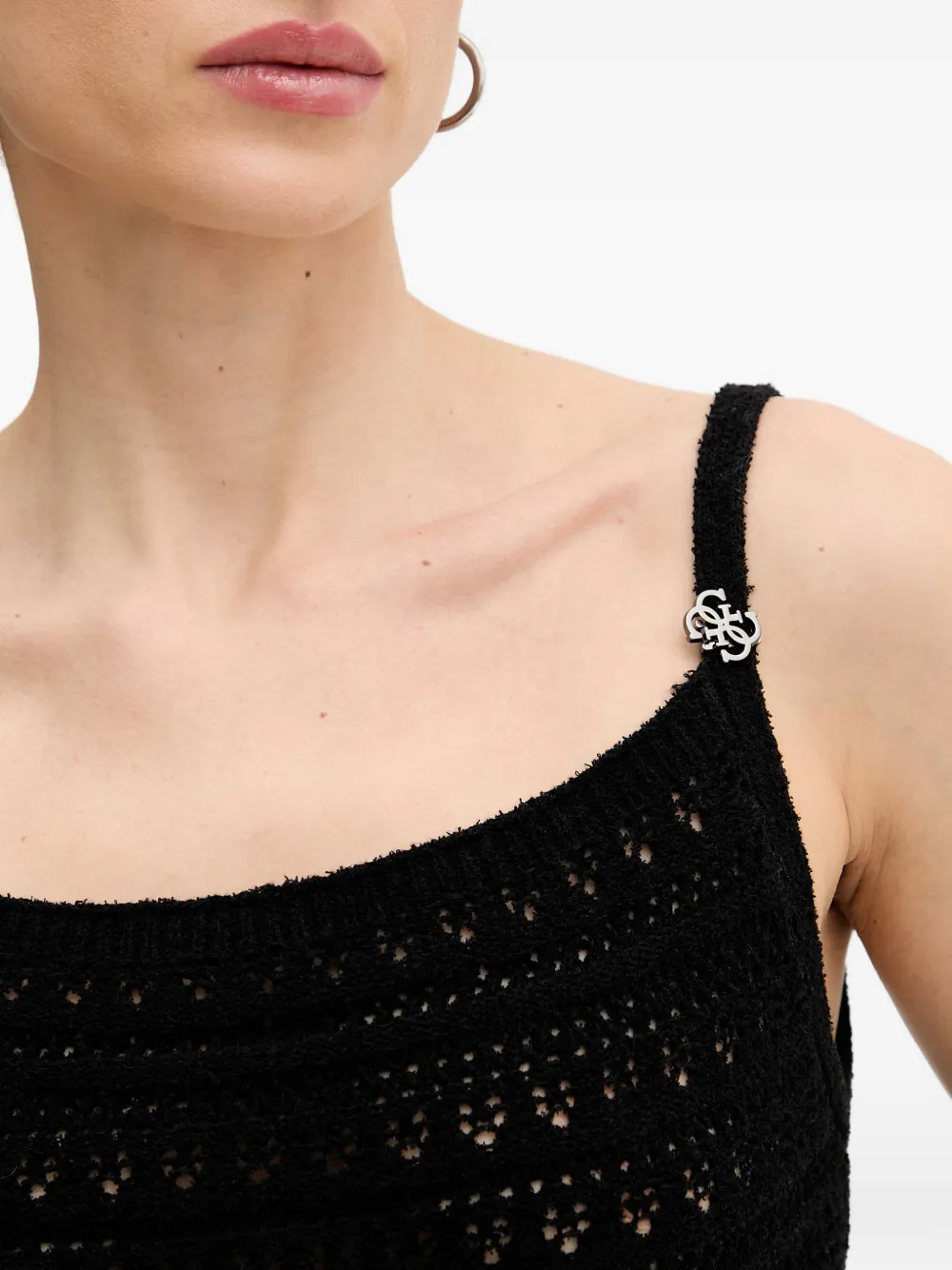 GUESS USA Gebreide tanktop met 4G-plakkaat Zwart