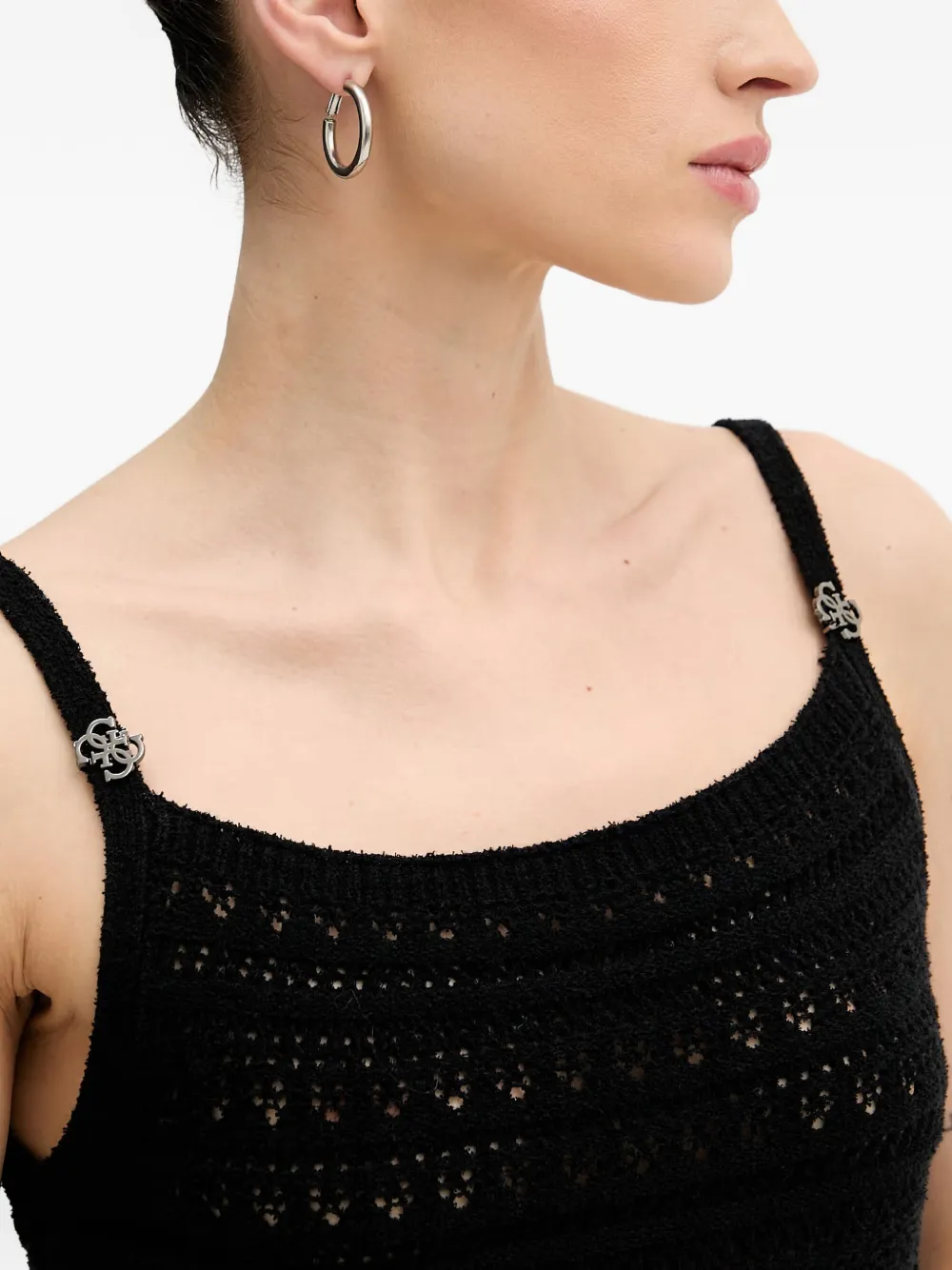 GUESS USA Gebreide tanktop met 4G-plakkaat Zwart