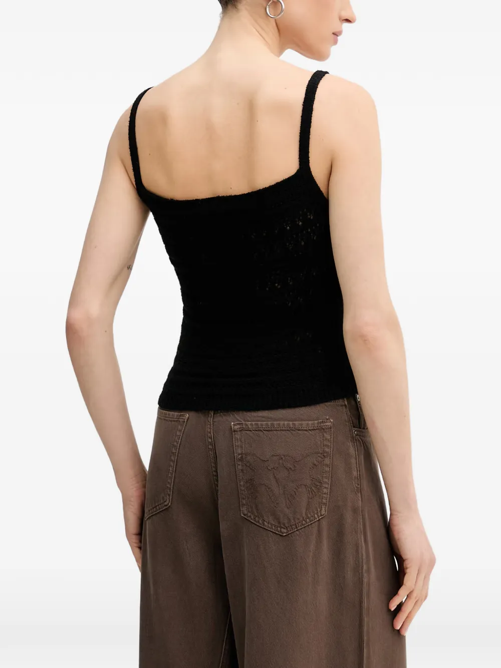 GUESS USA Gebreide tanktop met 4G-plakkaat Zwart