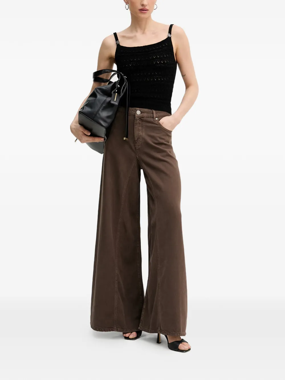 GUESS USA Gebreide tanktop met 4G-plakkaat Zwart