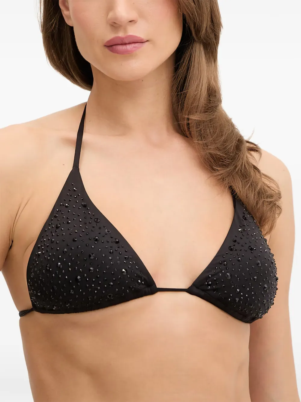 GUESS USA rhinestones triangle bikini top - Nero