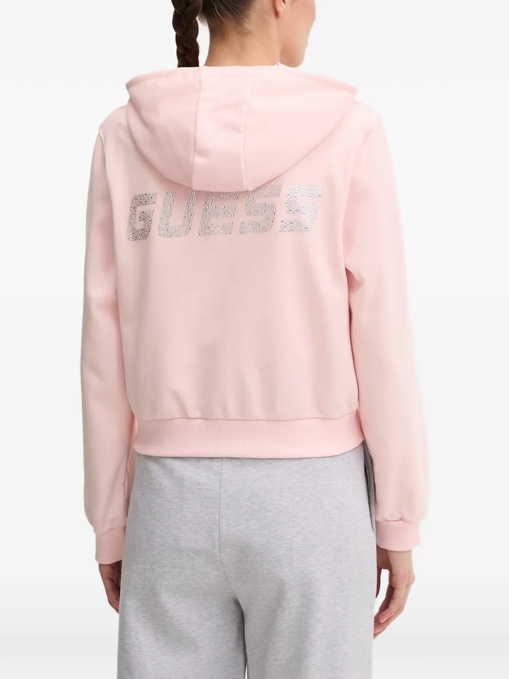 GUESS USA Hoodie verfraaid met stras Roze