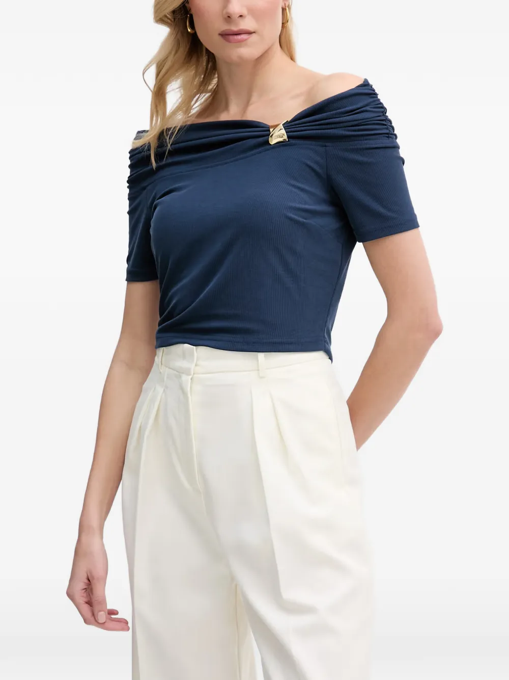 GUESS USA off-shoulder ruched-detail top - Blu