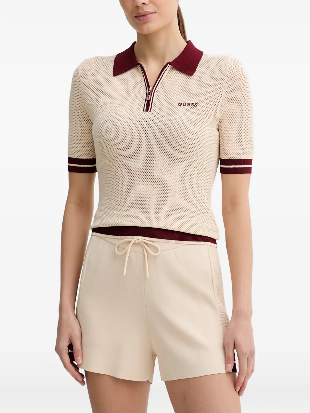 GUESS USA half-zip polo shirt - Neutrals